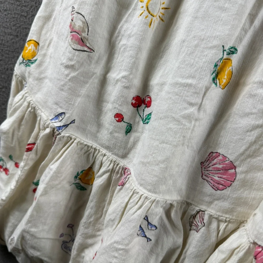 Gap Sundress Girls XXL Ivory Coastal Ditsy Shell Lobster Print Summer Beach Chic